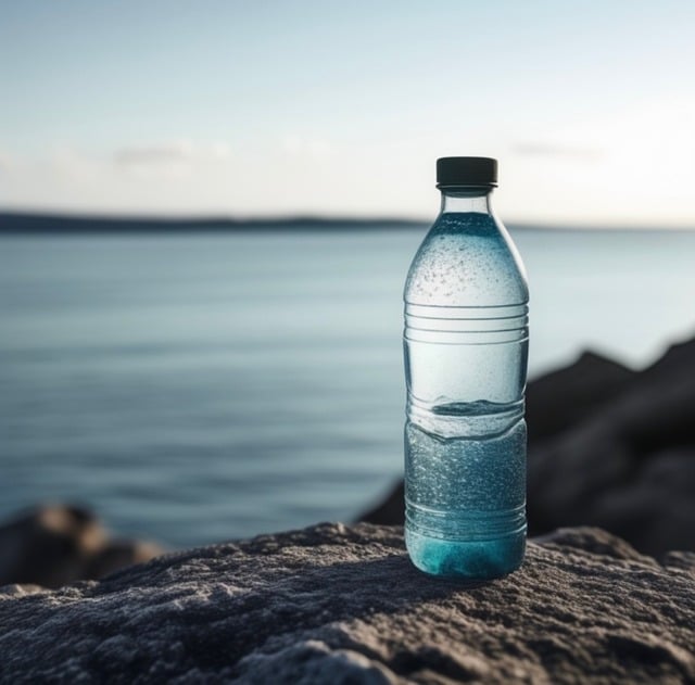 de l'eau dans une bouteille